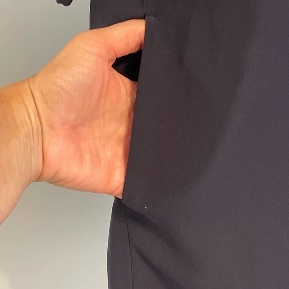 Ann Taylor Navy 3/4 Sleeve A Line Dress Side Pockets Medium Pre-owned - Picture 2 of 6